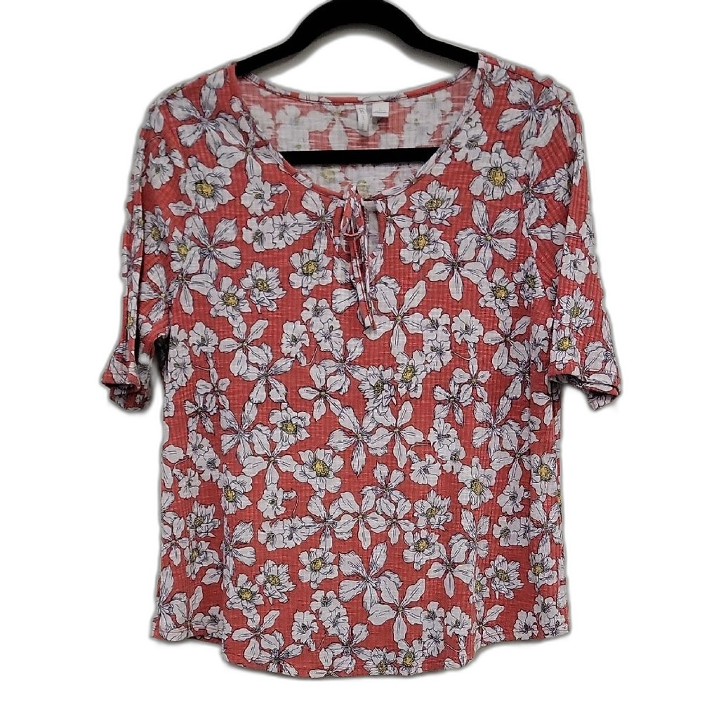 Casual Scandinavian Red Floral Blouse